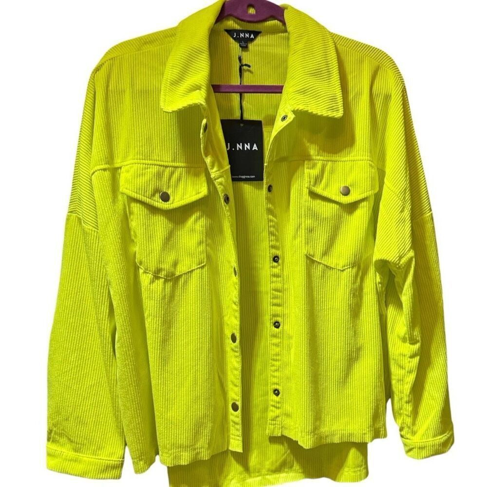 J.NNA Chartreuse Corded Snap Down High Low Shacket – Size Large NWT - Picture 8 of 16